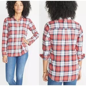 Marine‎ Layer Cooper Flannel Long Sleeve Red Blue Shirt Women Large Cozy Camping
